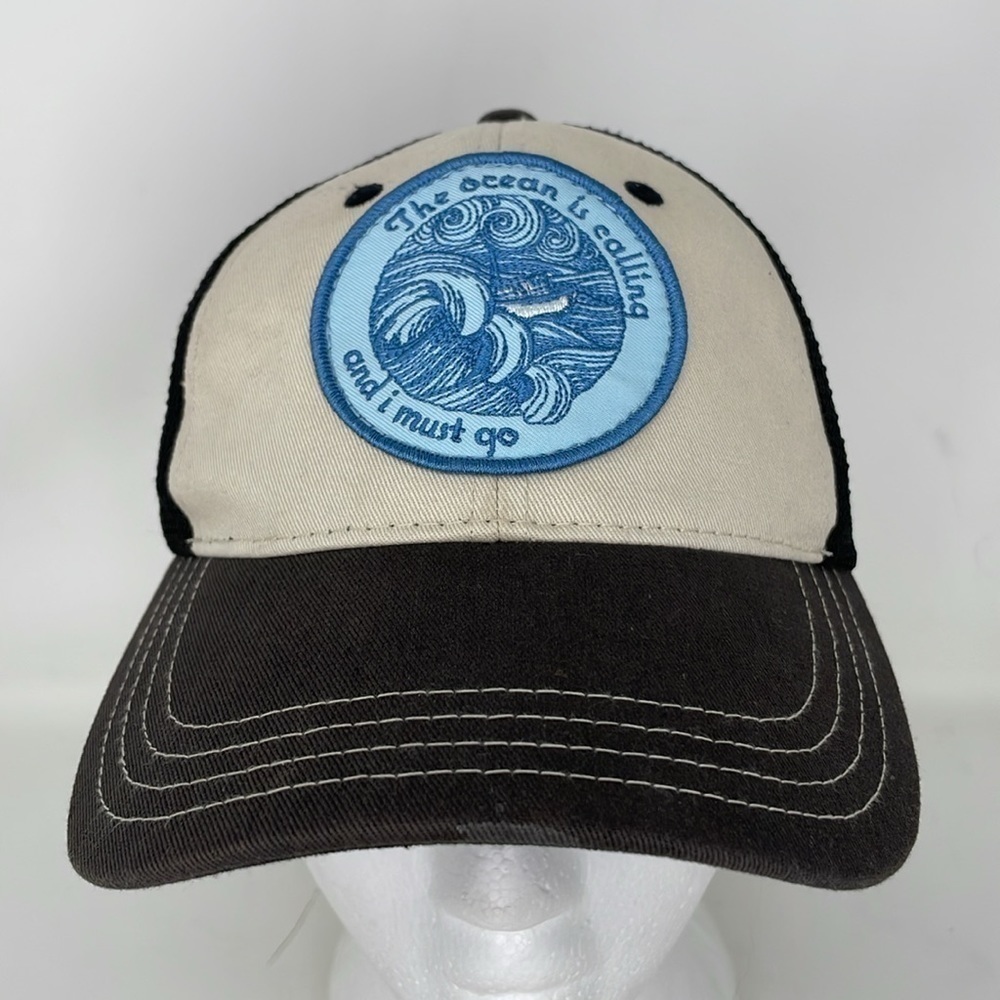 District Baseball Hat Women's Tan Black The Ocean Is Calling Mesh Adjustable